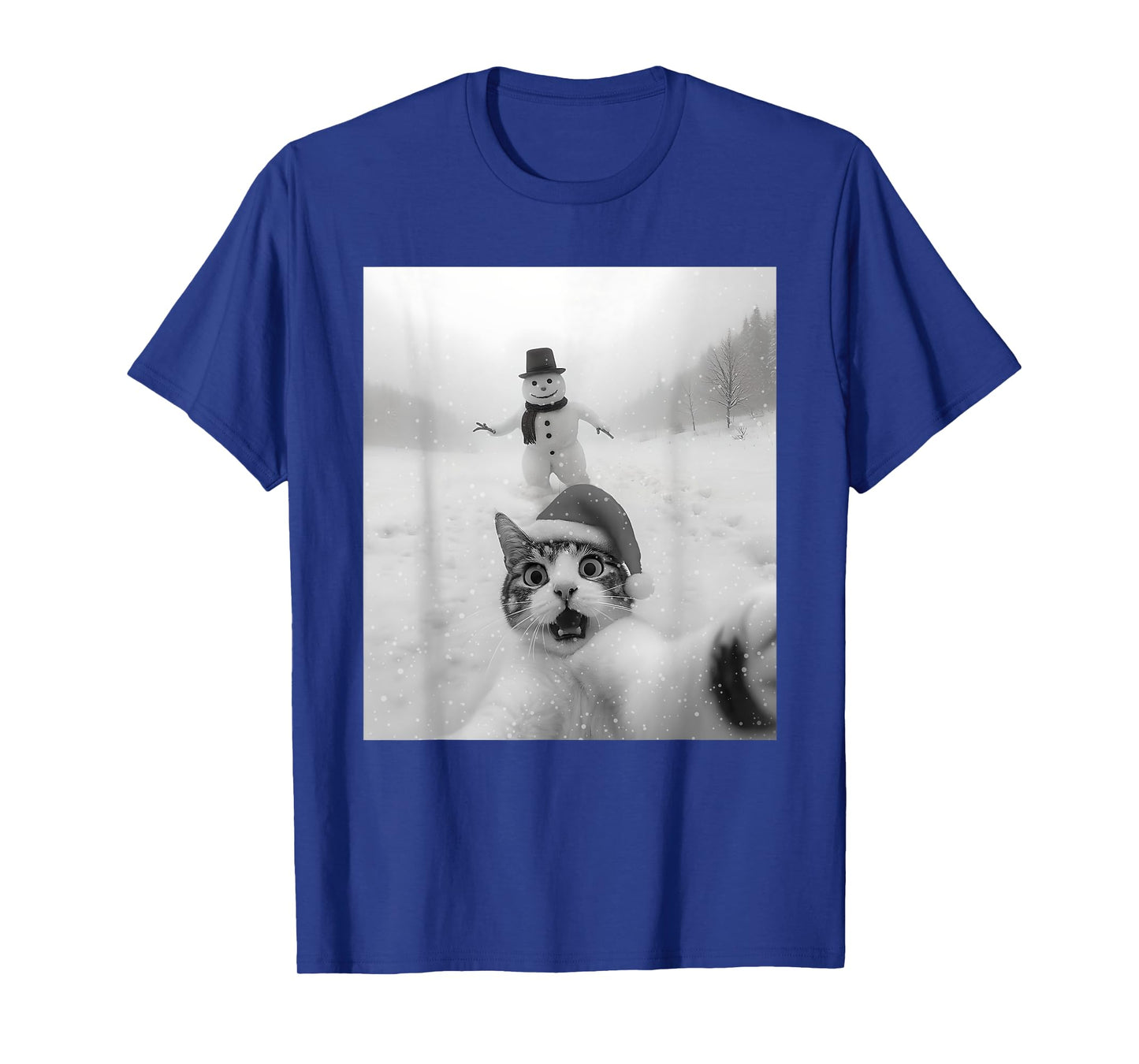 Funny Cat Selfie Snowman Merry Christmas Xmas Pajama Holiday T-Shirt