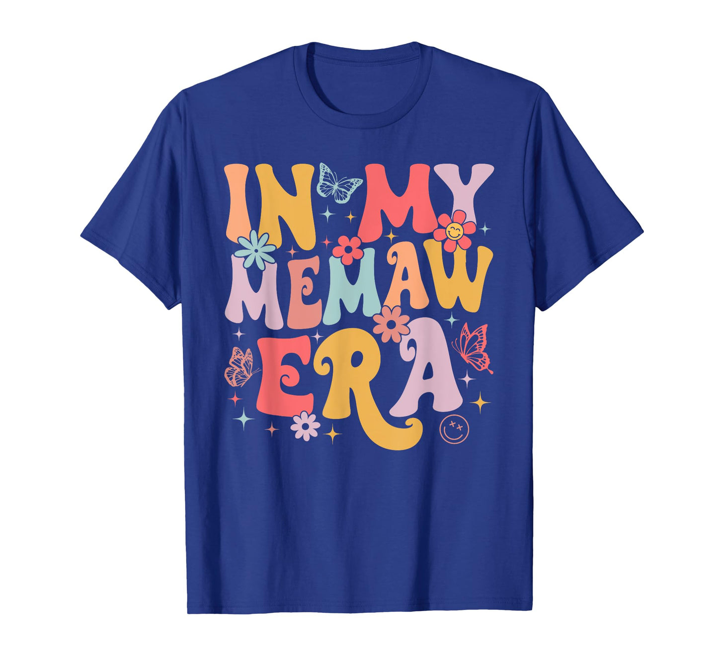 In My Memaw Era Groovy Retro Mothers Day Butterfly Women T-Shirt