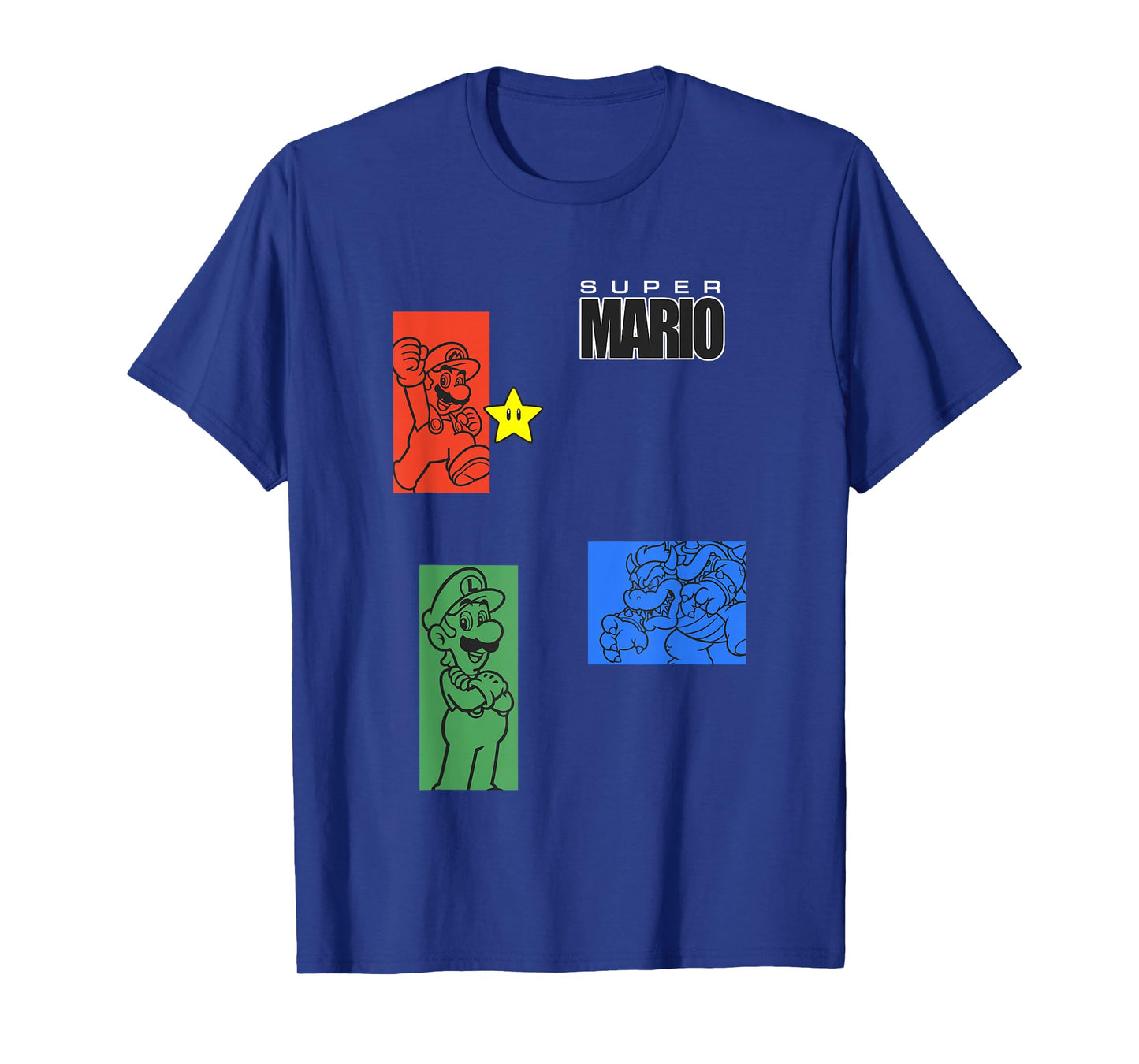Super Mario Luigi & Bowser Color Trio Panels T-Shirt