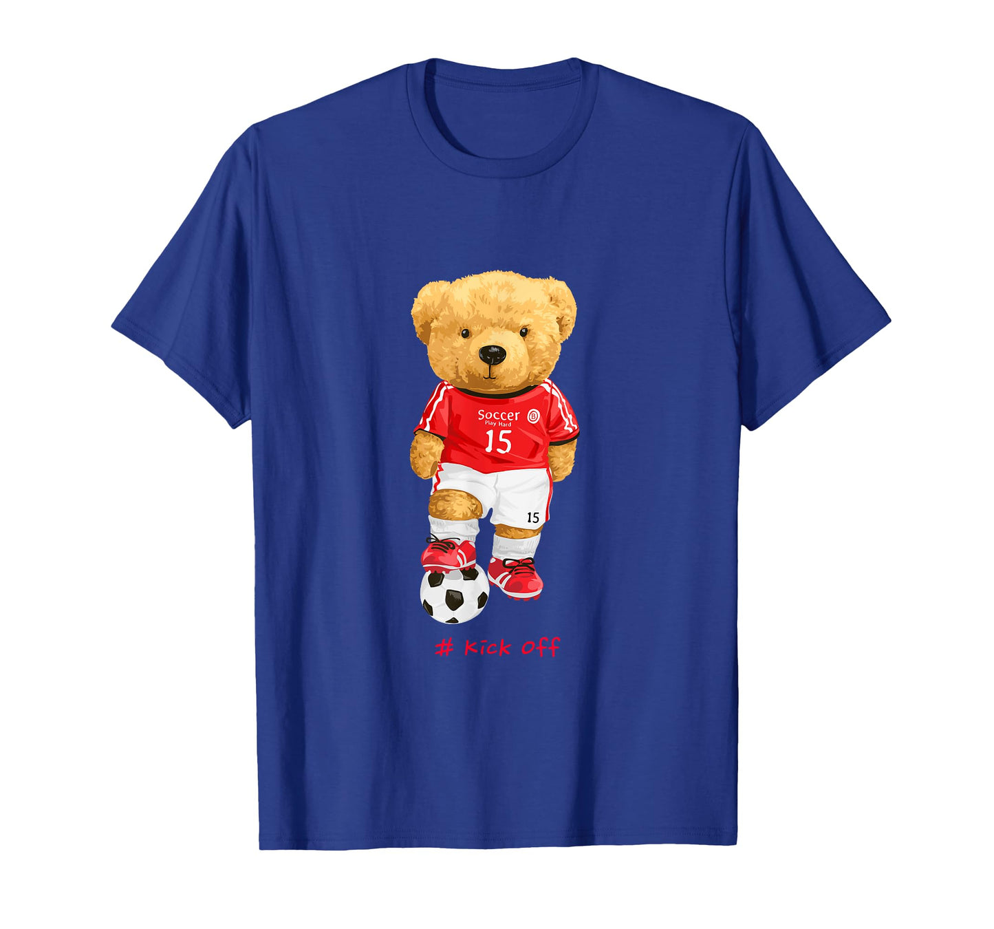 Cool Teddy Bear Soccer Kick Off Style Illustration Graphic T-Shirt