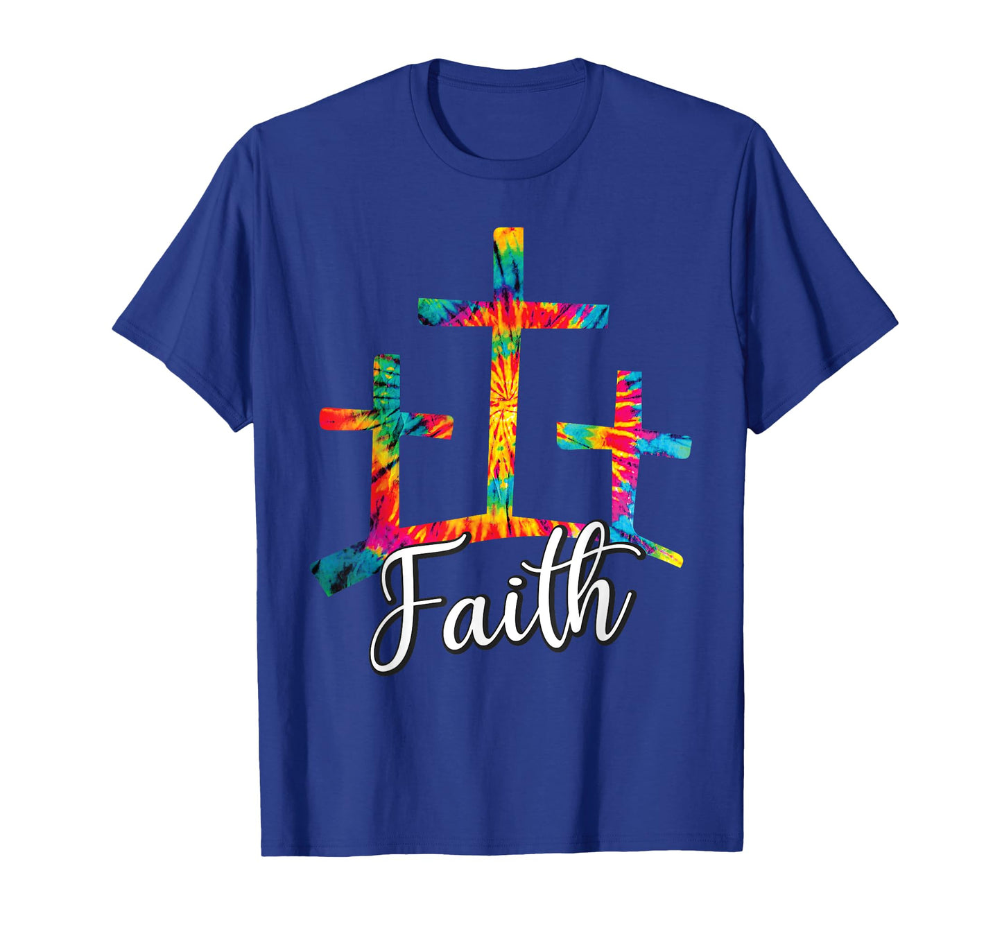 Faith Jesus Christian Cross Tie Dye Rainbow Religious Bible T-Shirt