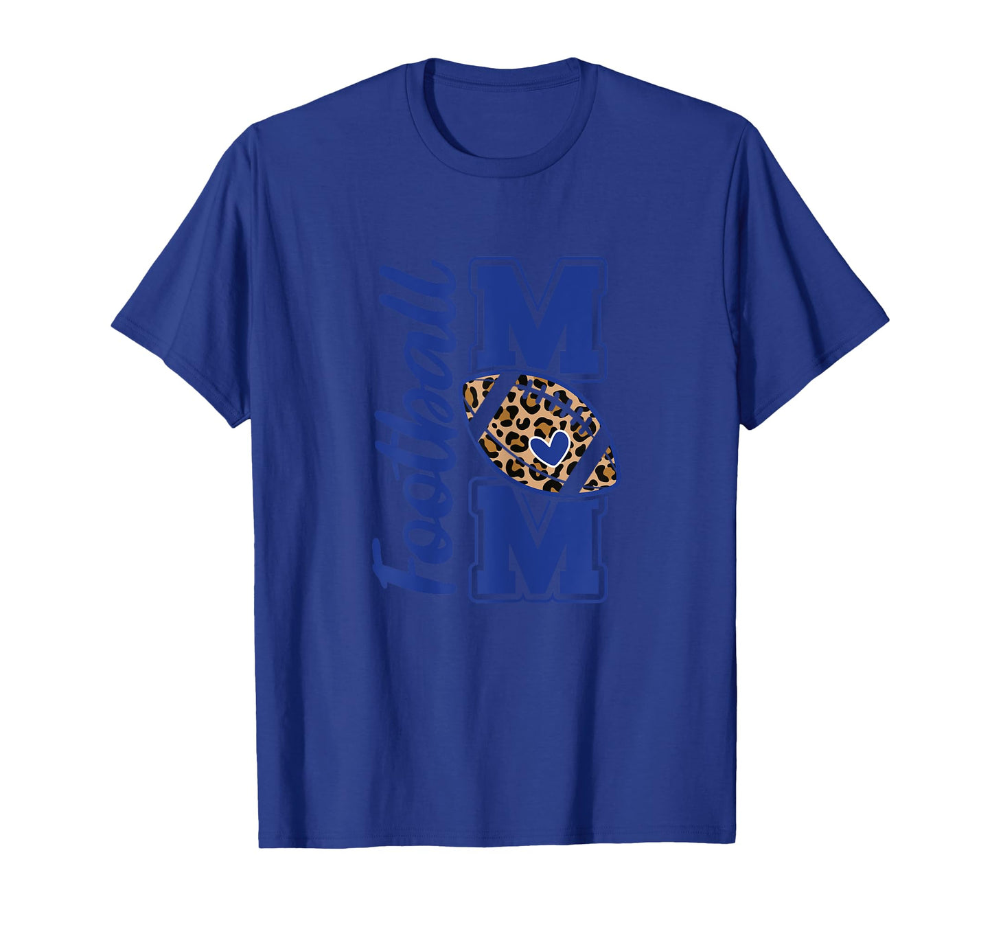 Game Day Leopard White and Blue High School Football Mom T-Shirt