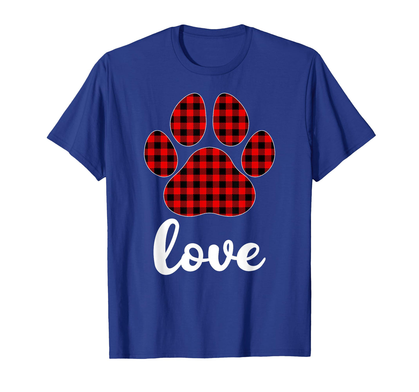 Dog Paw Buffalo Plaid Christmas Pajamas Love Dog Xmas T-Shirt