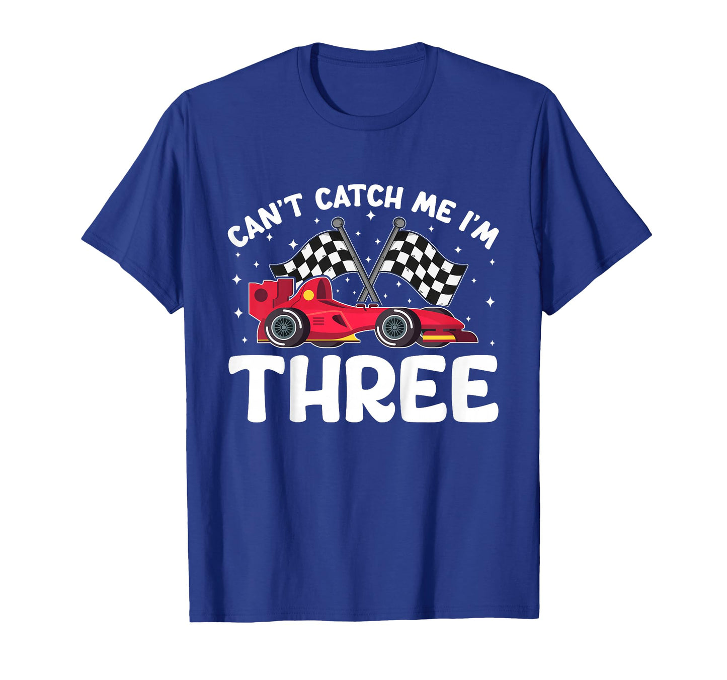 Can’t Catch Me I’m 3, Kids 3rd Birthday Red Racing Car T-Shirt