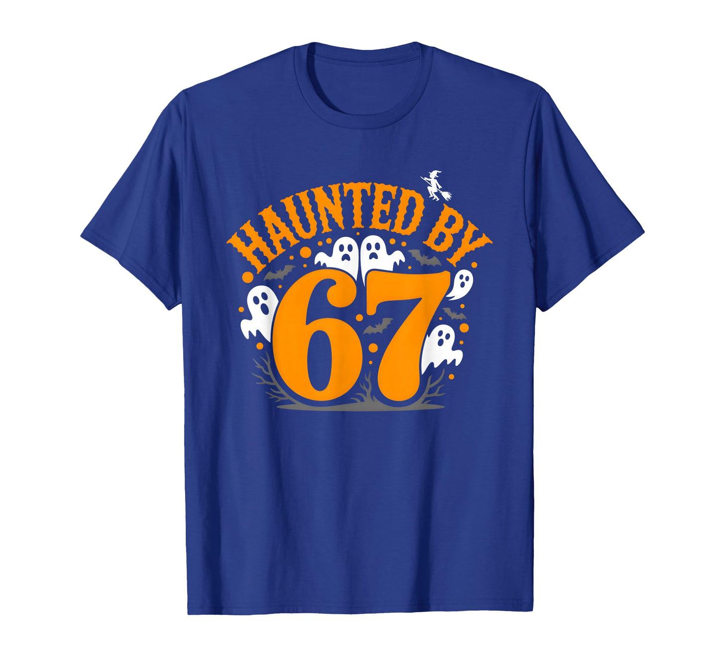 Haunted by 6-7 Halloween Ghosts Witch and Spiders Design T-Shirt