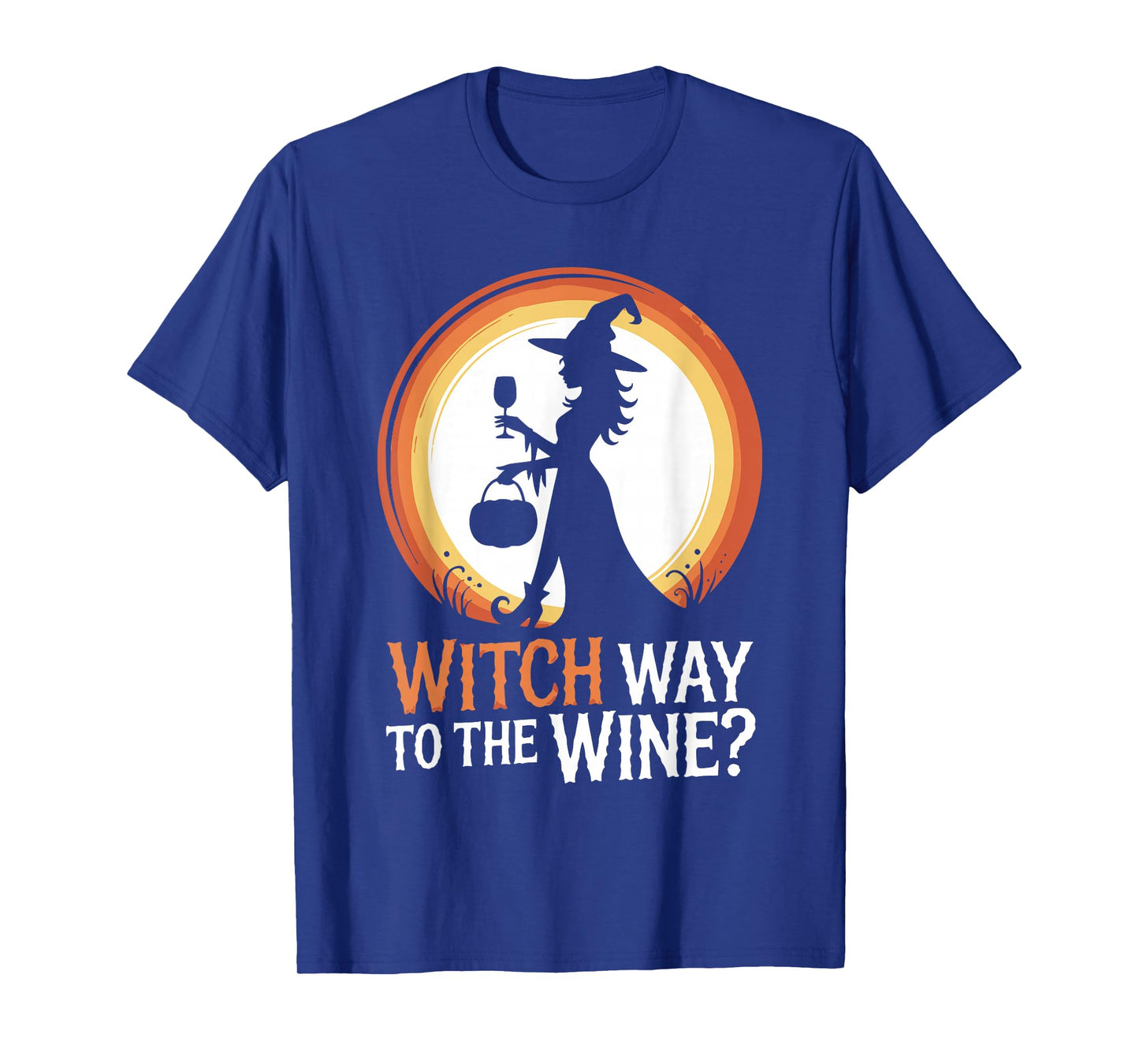 Funny Halloween Witch Way to The Wine Joke Ladies Women T-Shirt