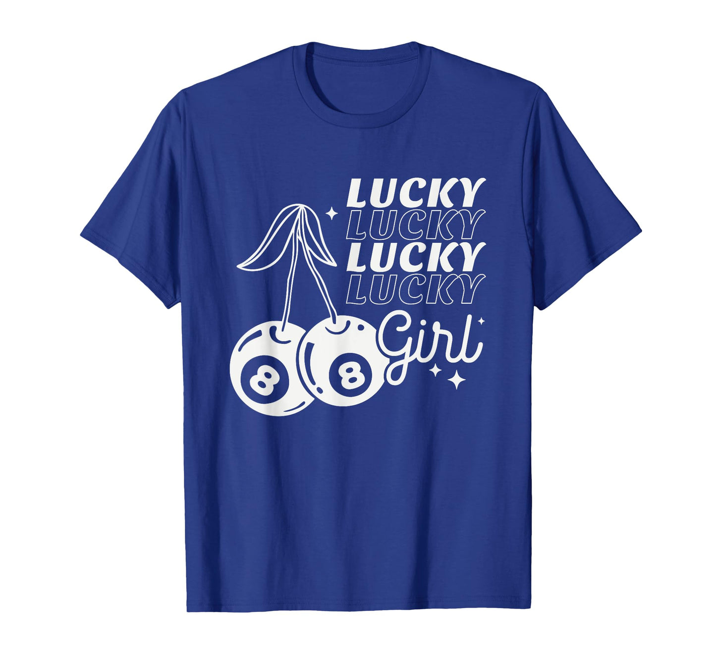 Lucky Girl Retro 8-Ball Cherries Valentine Women Teens Girls T-Shirt