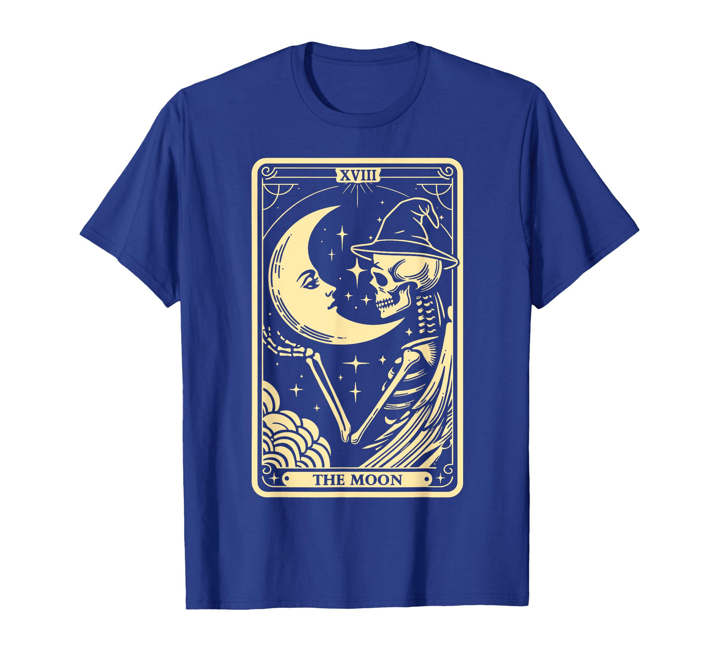 The Moon Tarot Card Halloween Skeleton Witch Men Women T-Shirt