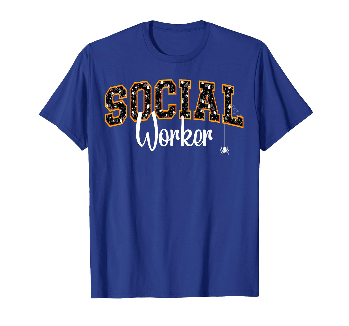 Social Worker Halloween Spiders Varsity School Letters T-Shirt