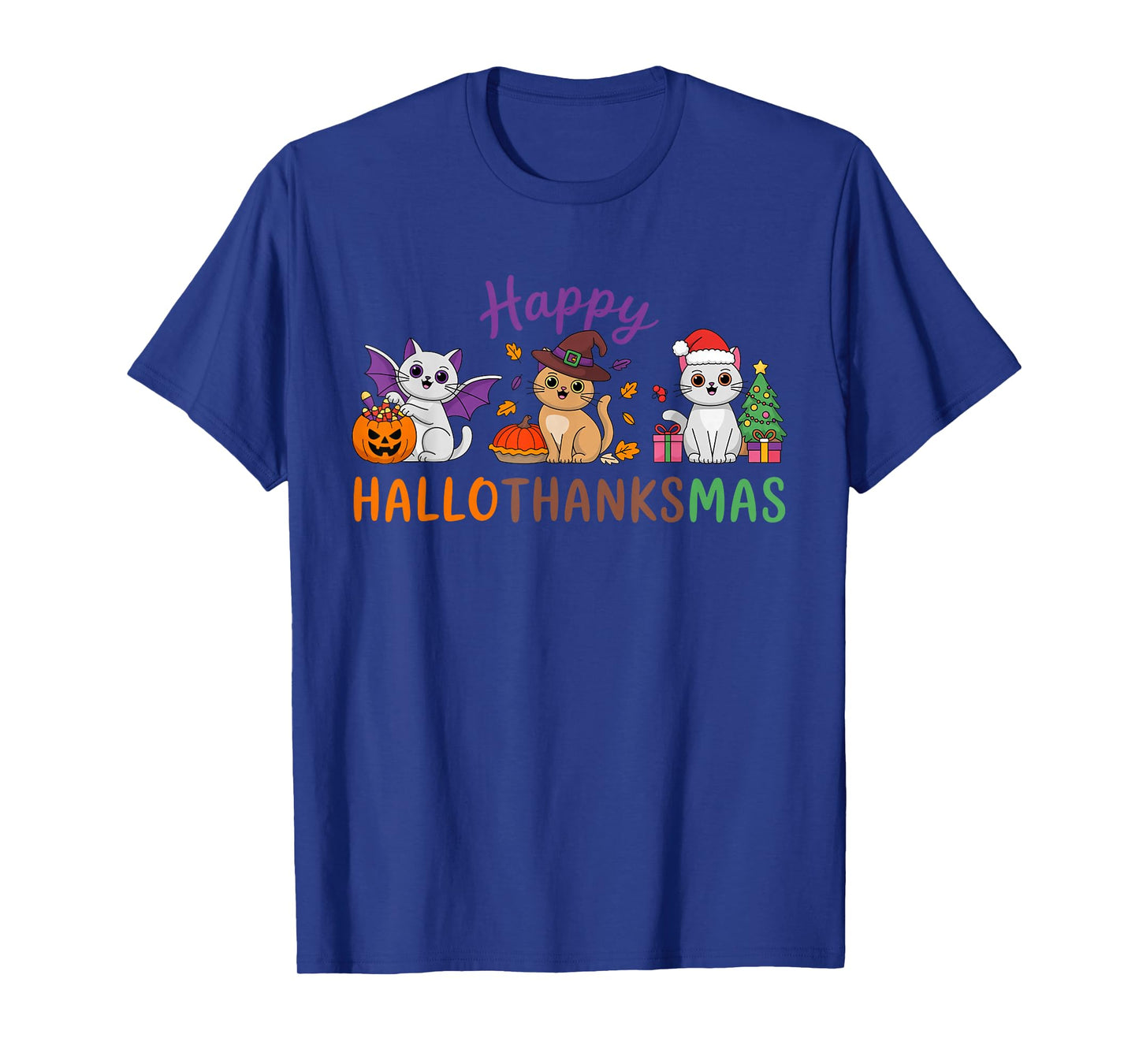 Cat Hallothanksmas Kitten Halloween Thanksgiving Christmas T-Shirt