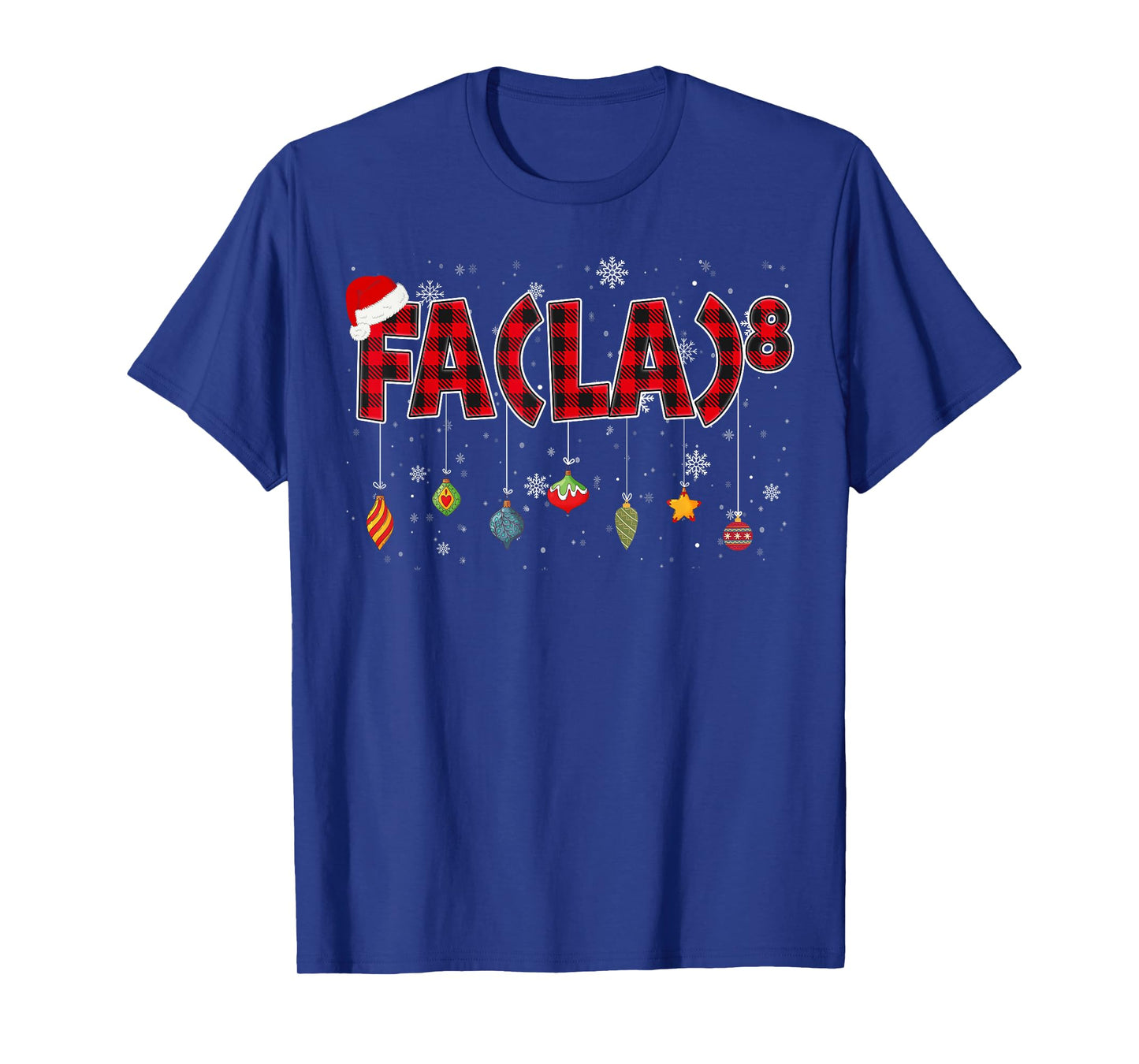 Funny Christmas FA (La) 8 Red Plaid Santa Math Teacher Kid T-Shirt