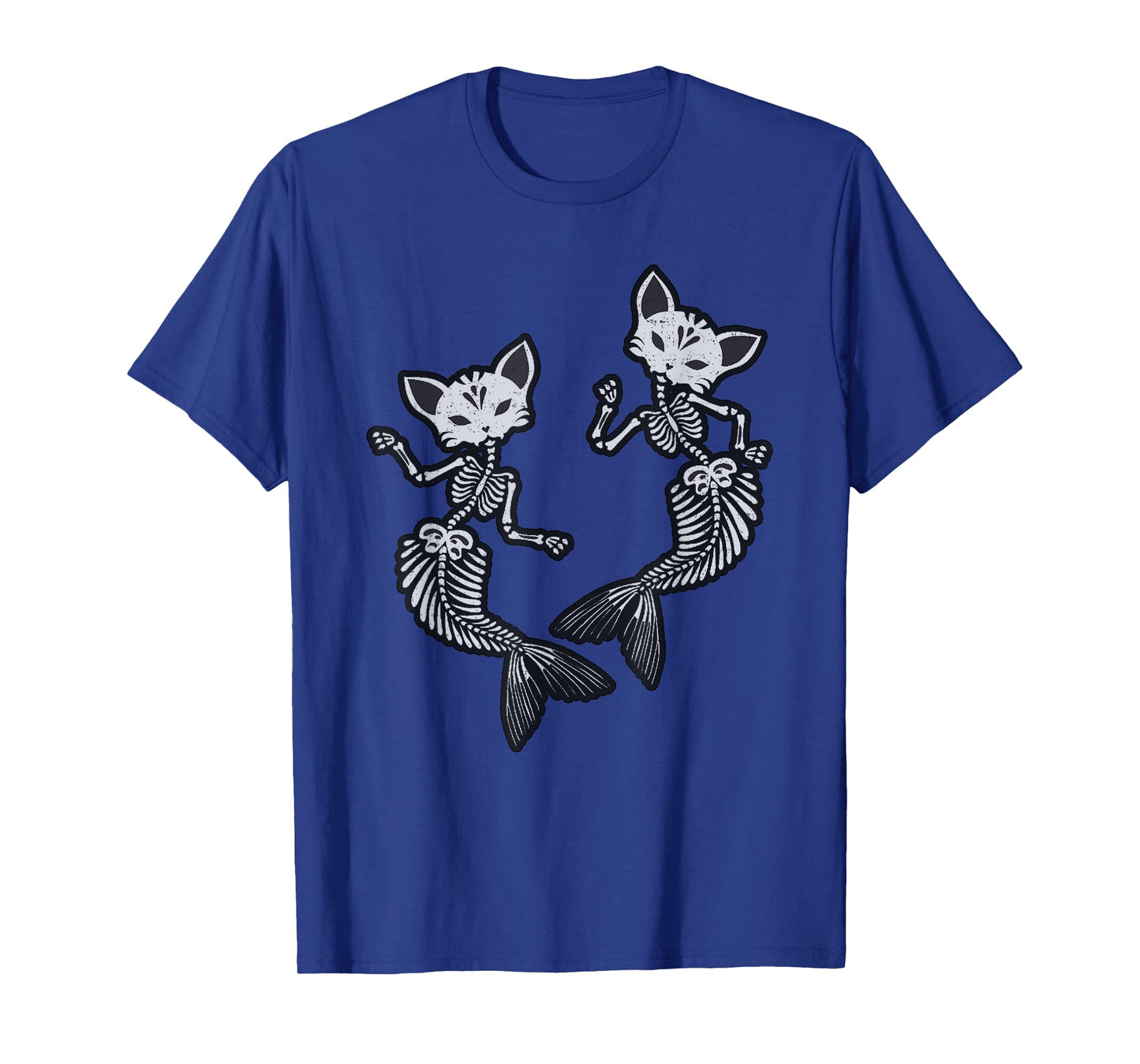 Kitty Cat Mermaid Skeleton T-Shirt Halloween Fantasy TShirt Men Women Kids T-Shirt