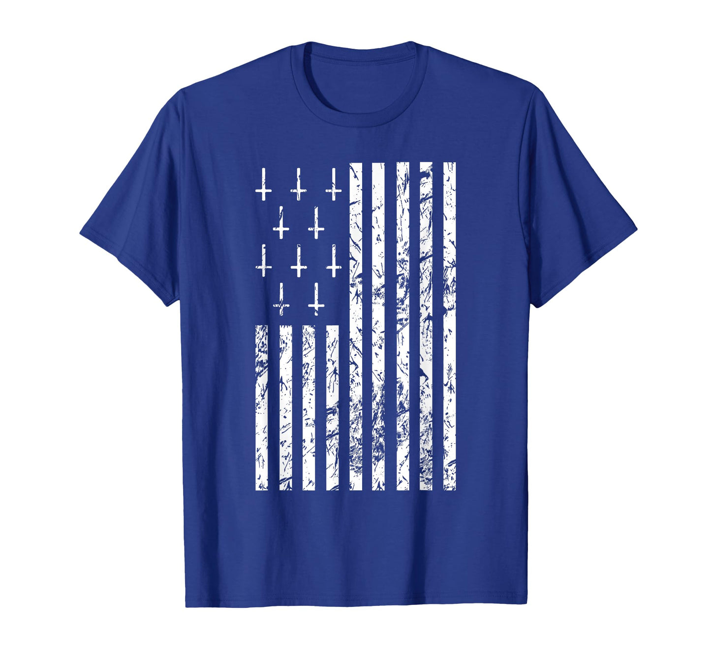 Upside Down Cross Occult Symbol Satanic American Flag T-Shirt