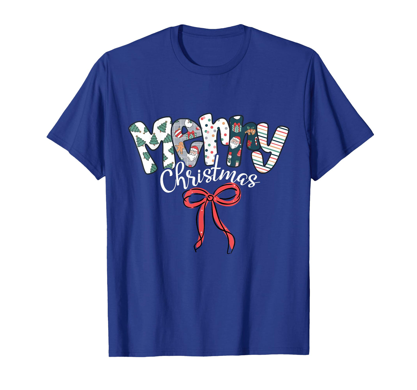 Funny Preppy Merry Christmas Santa Coquette Bow Girly Xmas T-Shirt