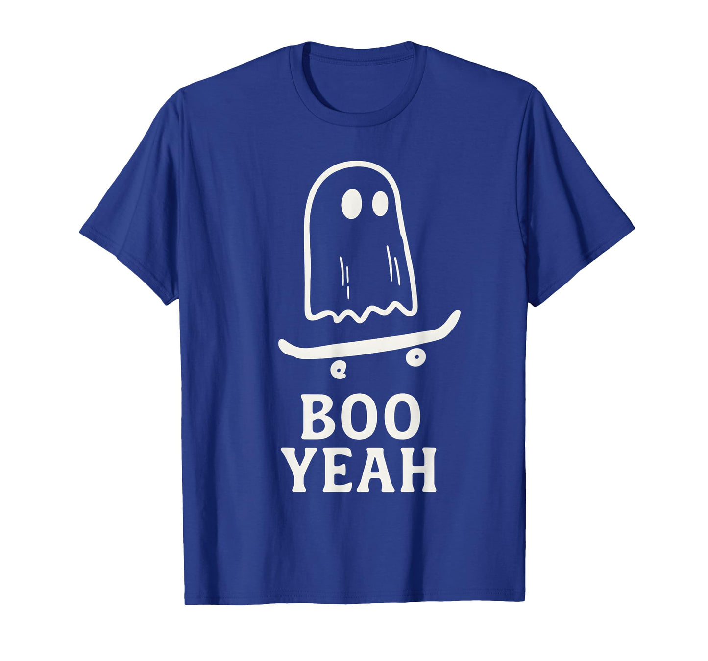 Boo Yeah Ghost On Skateboard Funny Halloween Costume T-Shirt