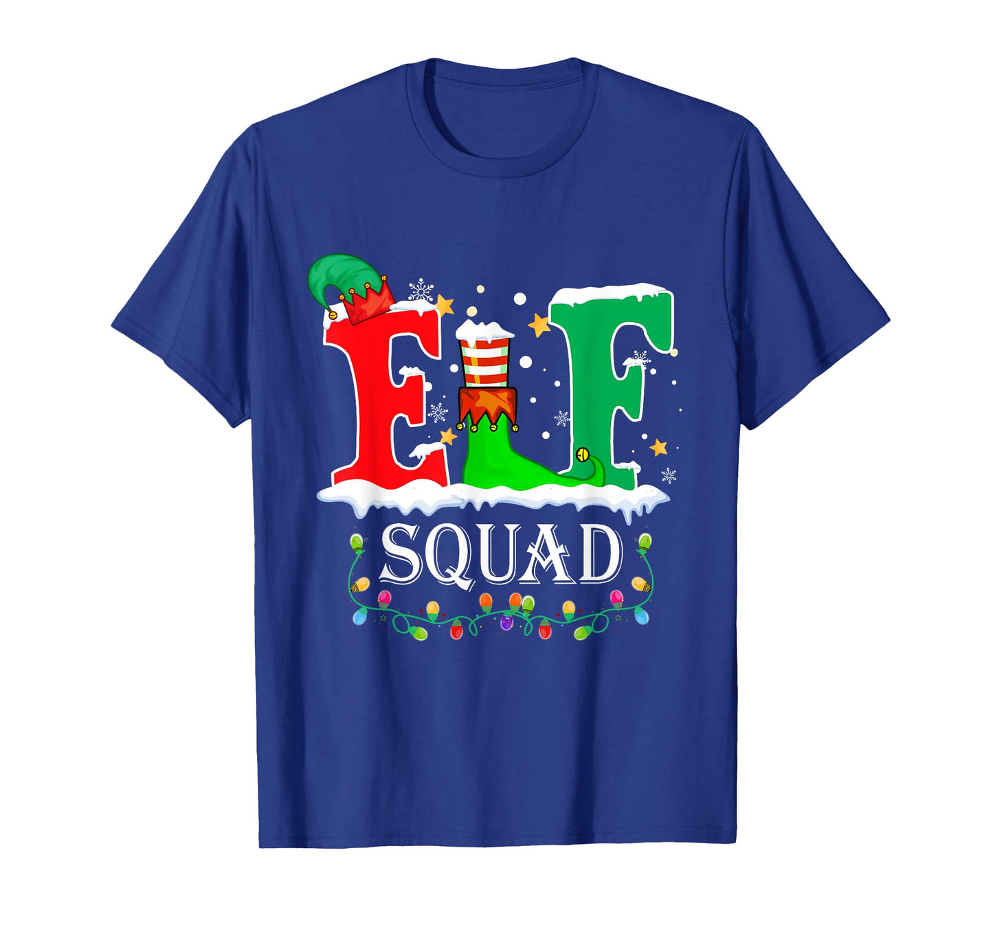 Elf Squad Christmas Lights Xmas Family Matching Pajamas PJ T-Shirt