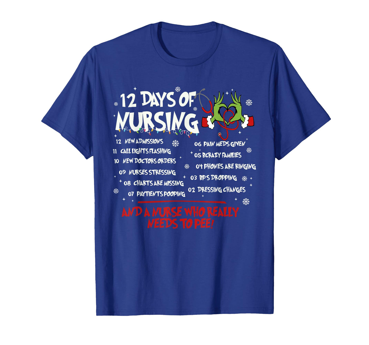 12 Days of Nursing Nurse Merry Christmas Xmas Pajama Holiday T-Shirt