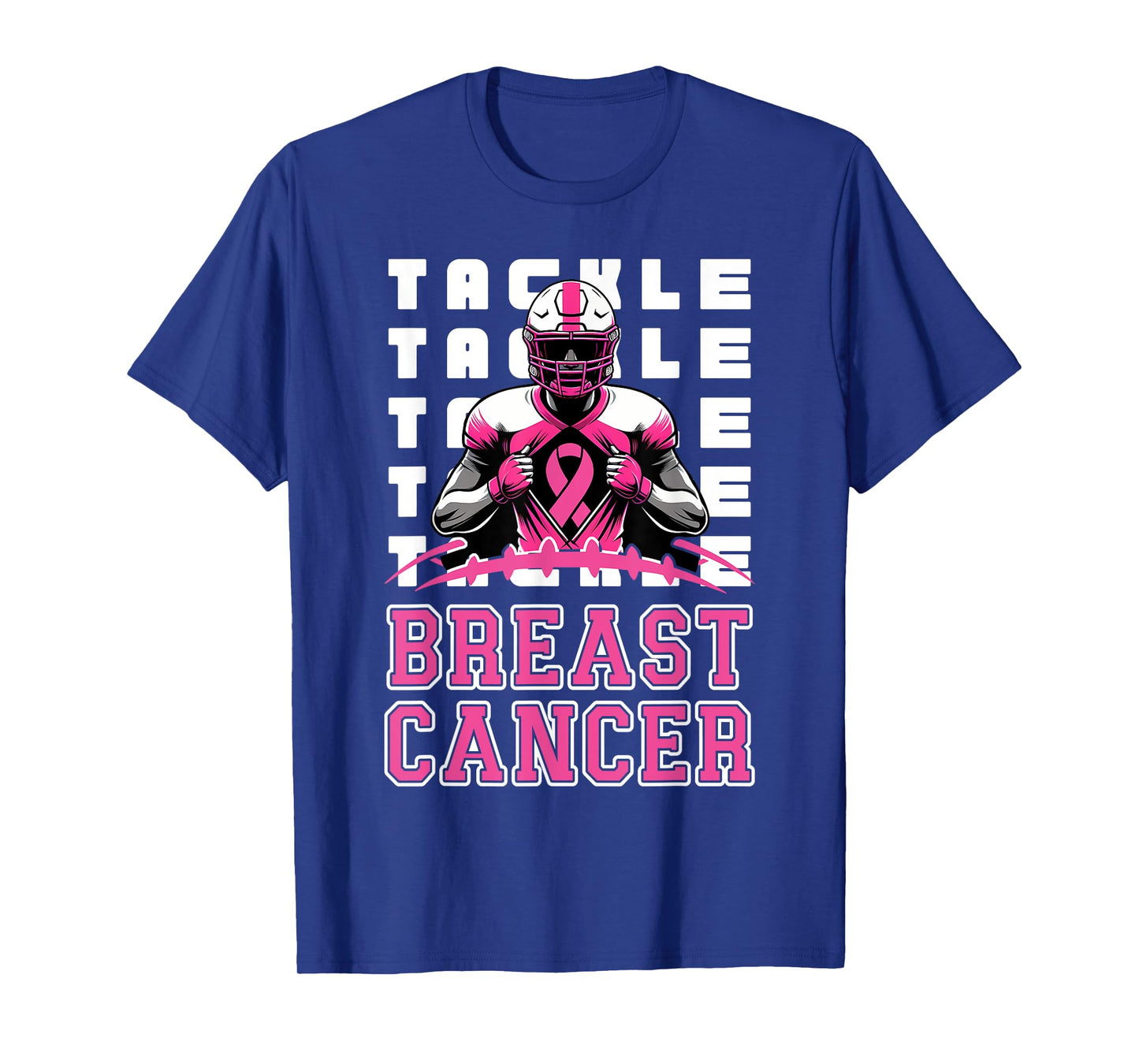 Tackle Football Breast Cancer Awareness Pink Ribbon Boys Kid T-Shirt