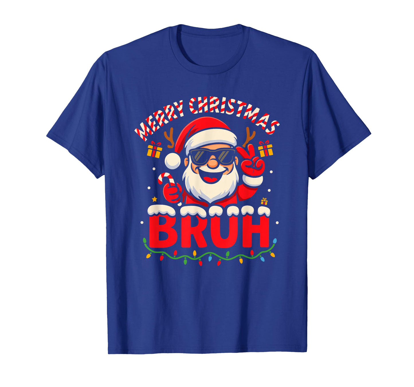 Merry Christmas Bruh Funny Santa Claus Retro Xmas Novelty T-Shirt