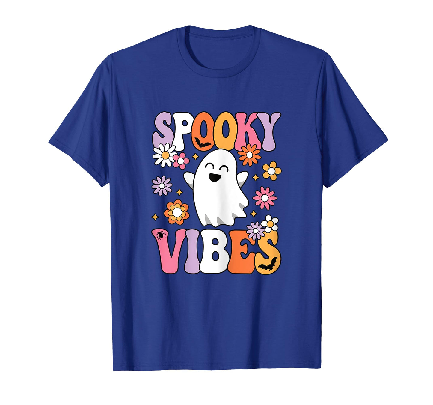 Spooky Vibes Groovy Halloween Ghost Women Girls Teens Kids T-Shirt