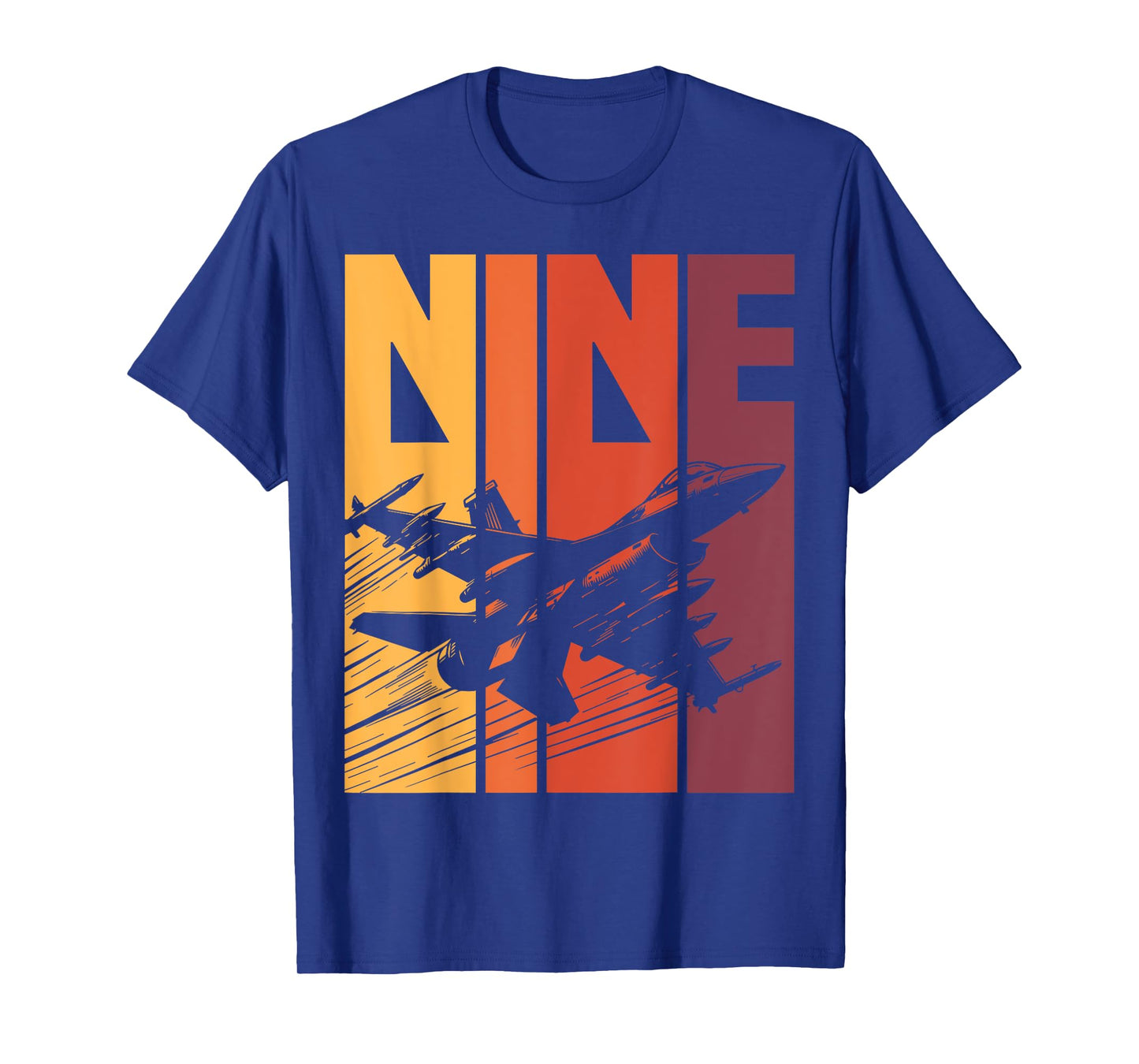 Military Fighter Jet Retro Nine Year Old Boys 9th Birthday T-Shirt