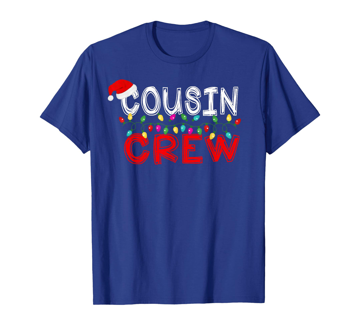 Cousin Crew Matching Christmas Lights Santa Hat Holiday Kids T-Shirt