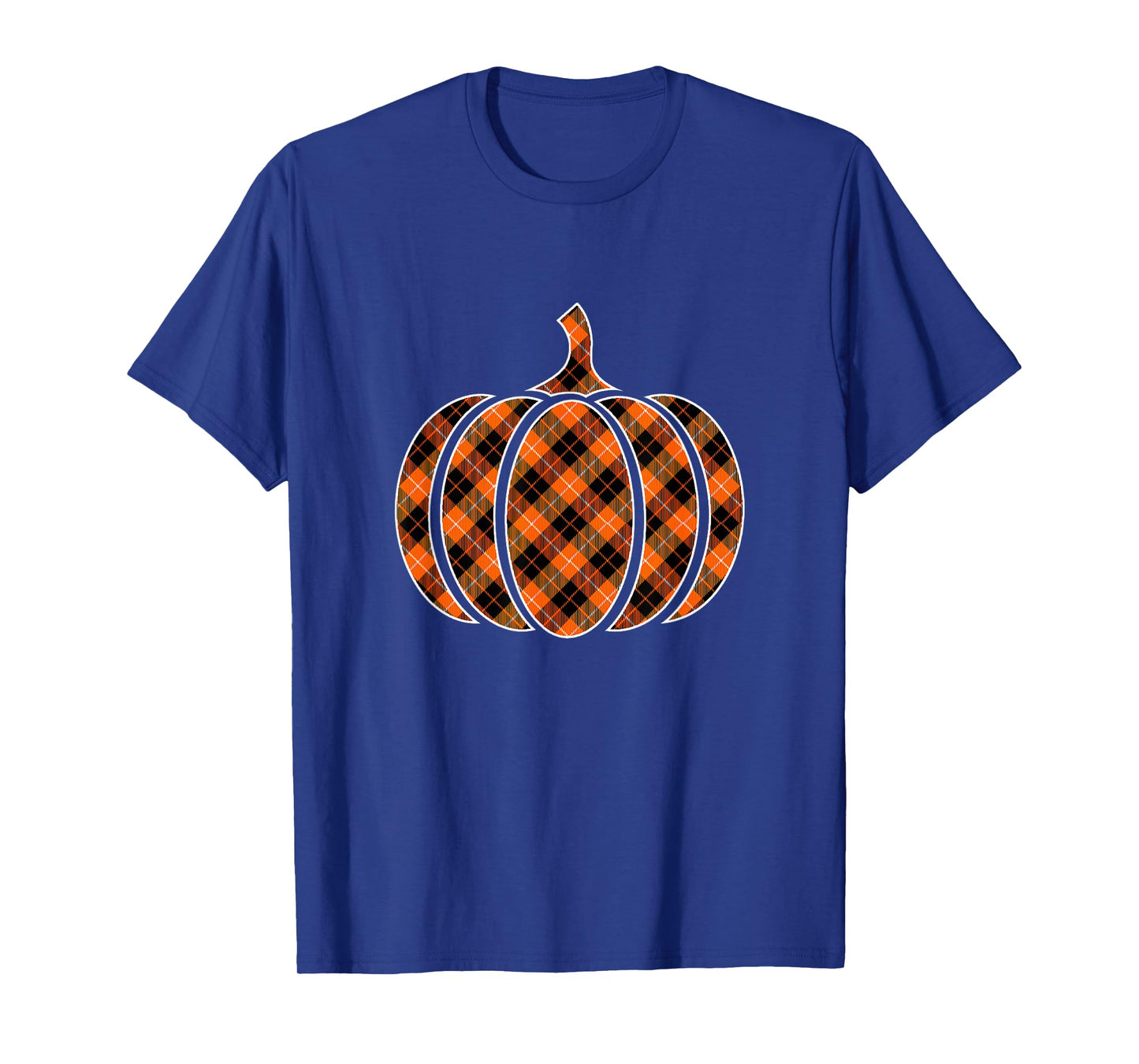 Funny Halloween Orange Pumpkin Buffalo Plaid for Women Girls T-Shirt