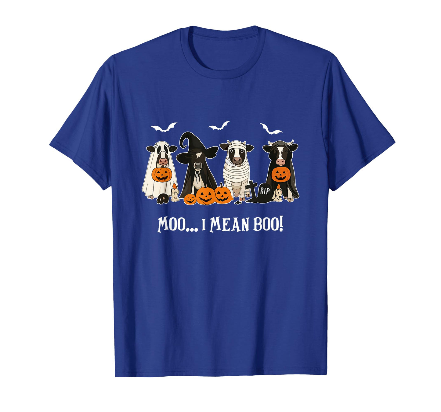 Moo I Mean Boo Cow Fall Halloween Ghost Cow Farm Lover Women T-Shirt