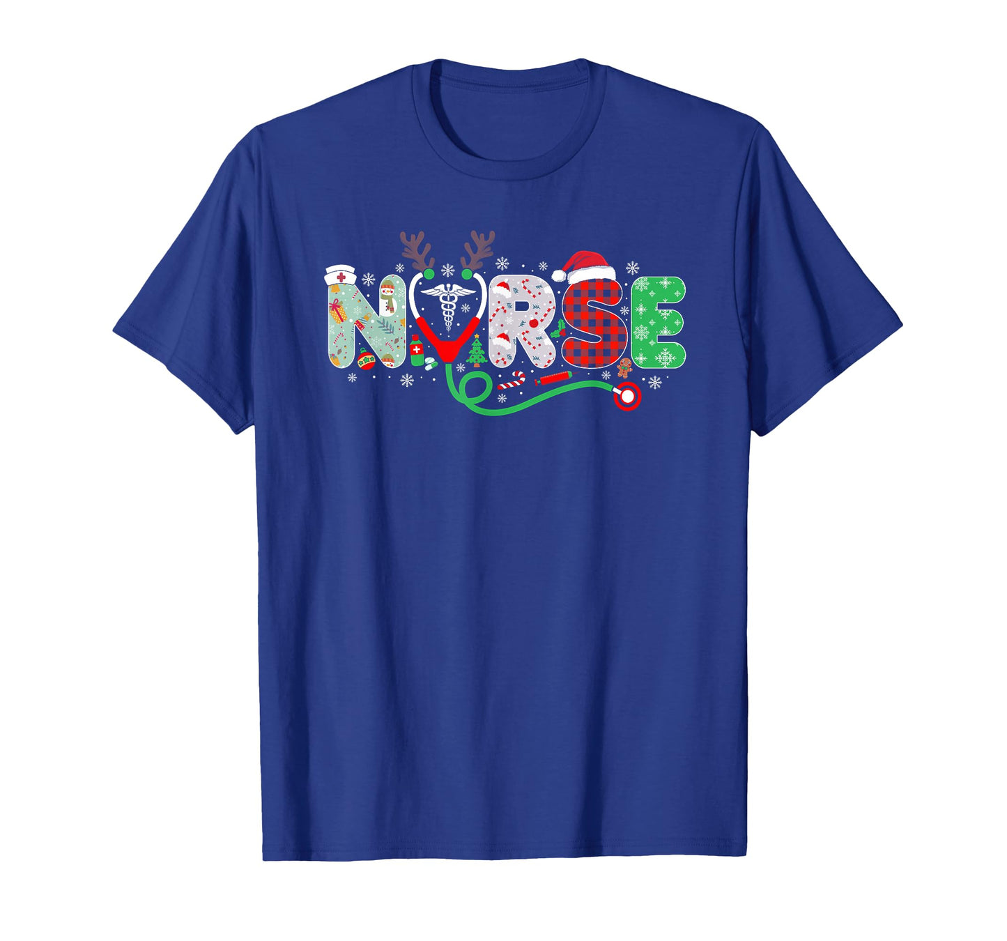 Nurse Christmas Stethoscope Nurses Xmas Scrub Top Women T-Shirt