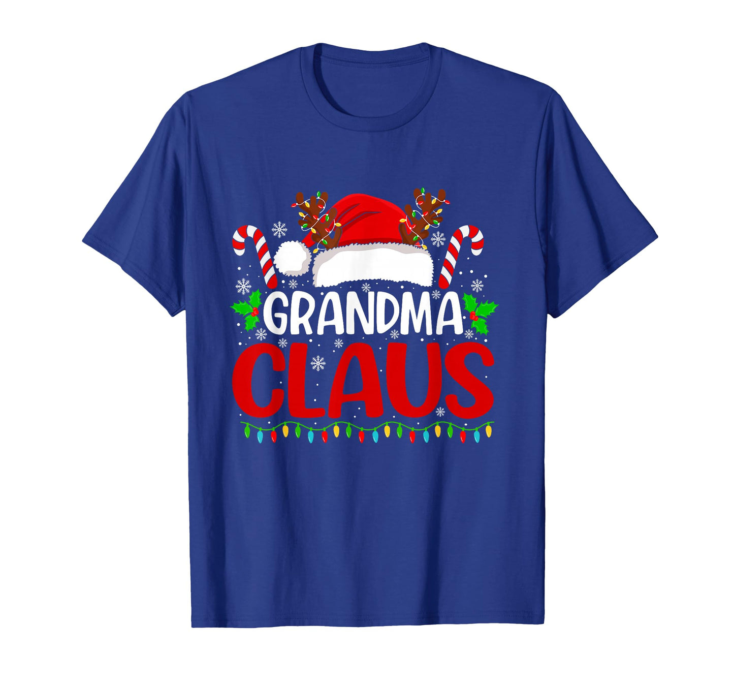 Grandma Claus Christmas Lights Santa Family Matching Xmas T-Shirt