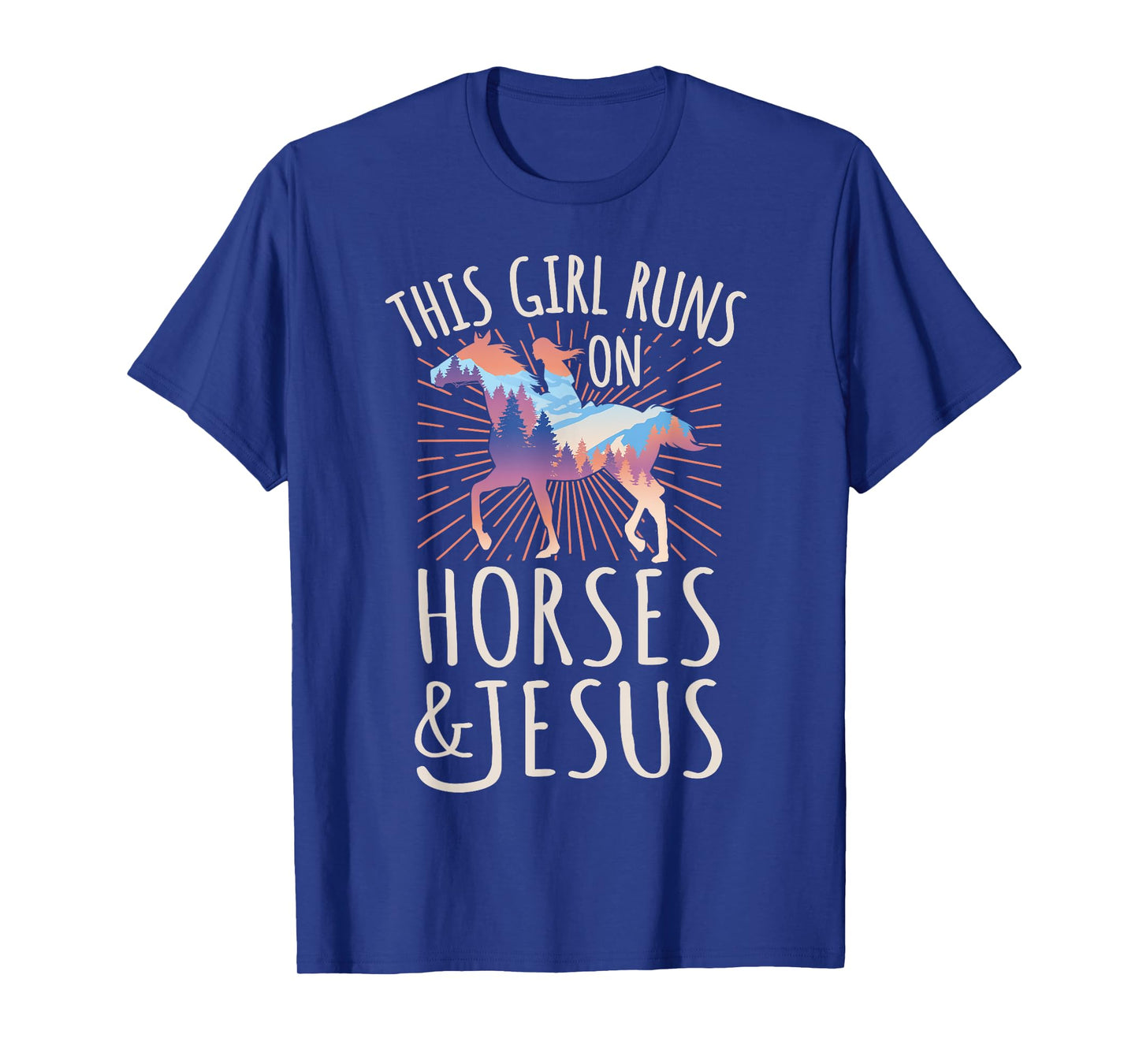 Horse Rider - This Girl Runs On Horses And Jesus T-Shirt