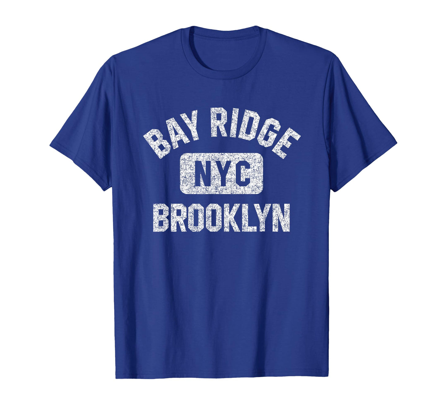 Bay Ridge Brooklyn NYC Gym Style Distressed White Print T-Shirt