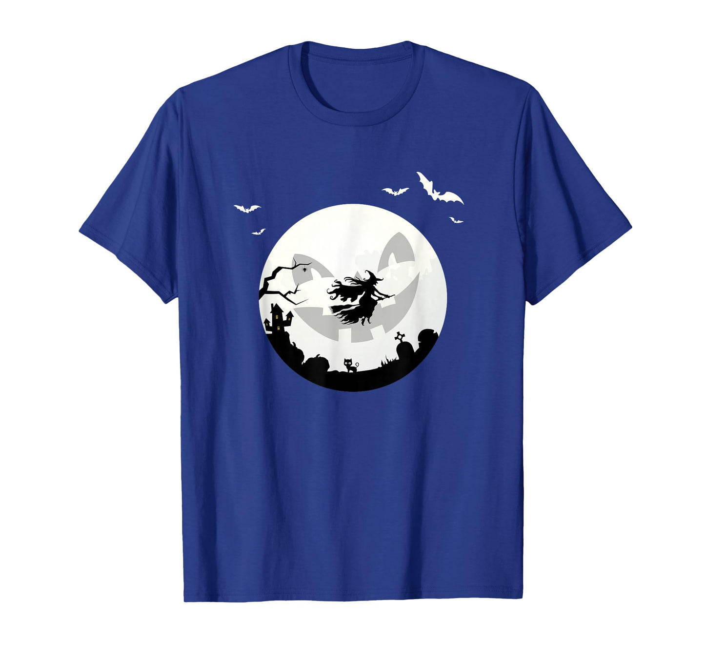 Witch On Broomstick Flying Over Moon T-Shirt