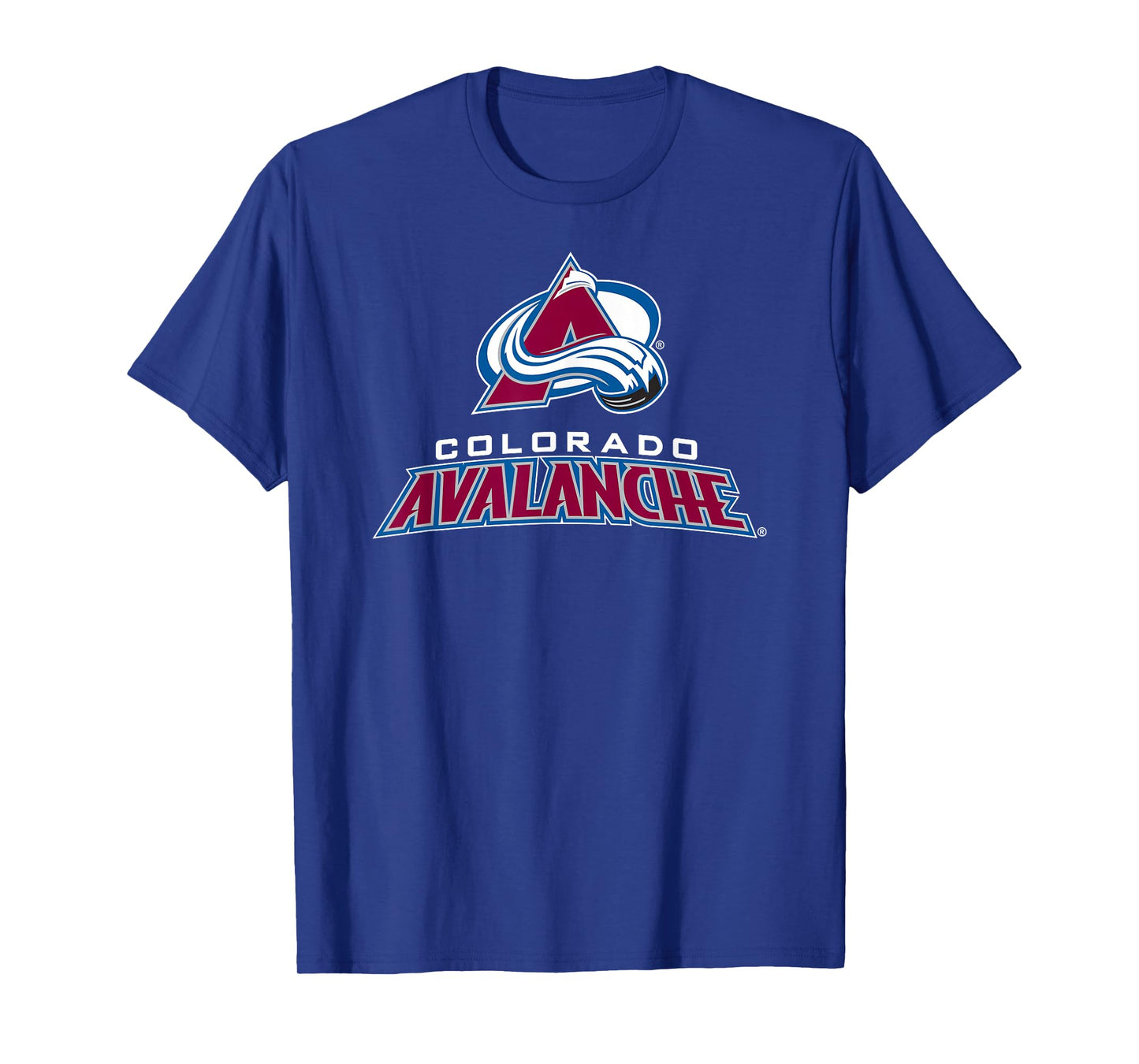 Colorado Avalanche Power Play T-Shirt - Blue, Unisex-Adults/Kids, Short Sleeve, Modern Casual, Solid with Print, NHL Officially Licensed