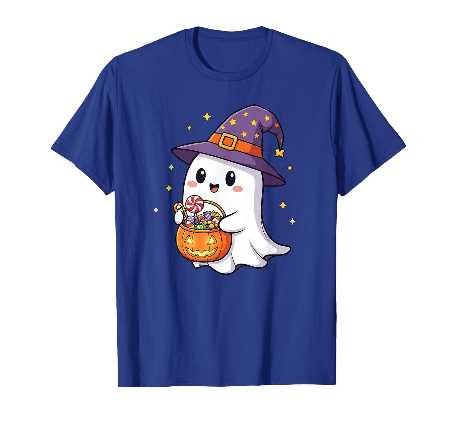 Cute Ghost Witch Hat Pumpkin Halloween Candy Spooky Season T-Shirt