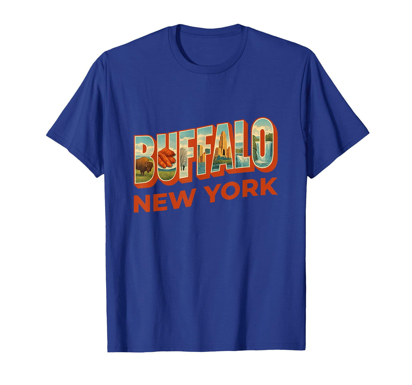 Buffalo New York Famous Icons Inside Retro Typography T-Shirt