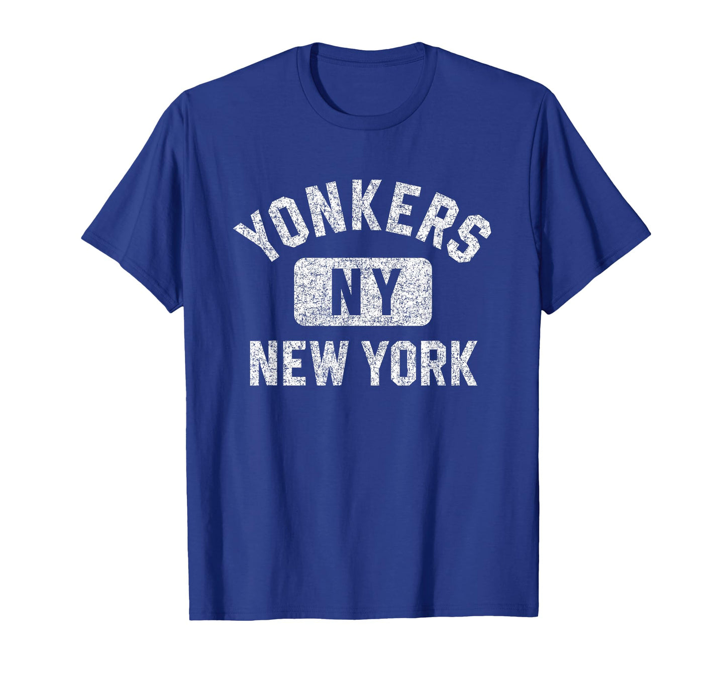Yonkers New York Gym Style Distressed White Print T-Shirt