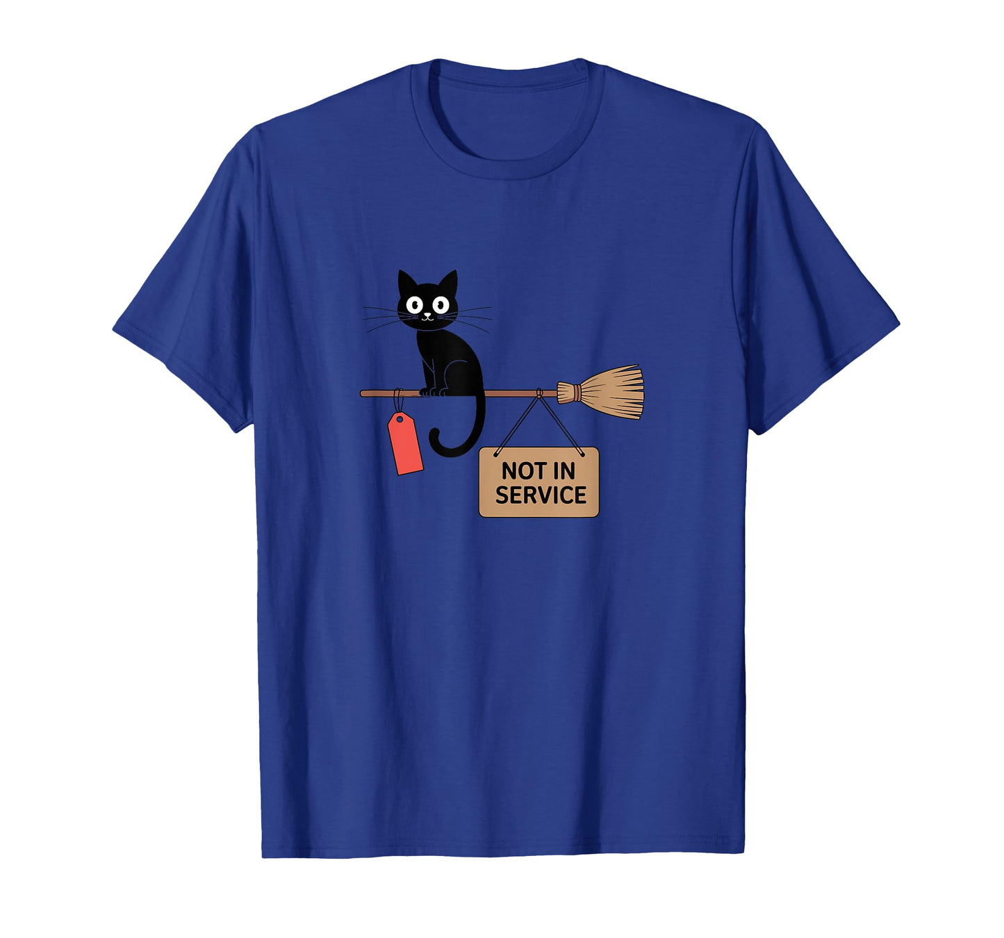 Cat Witch Broom Not in Service Halloween Funny T-Shirt