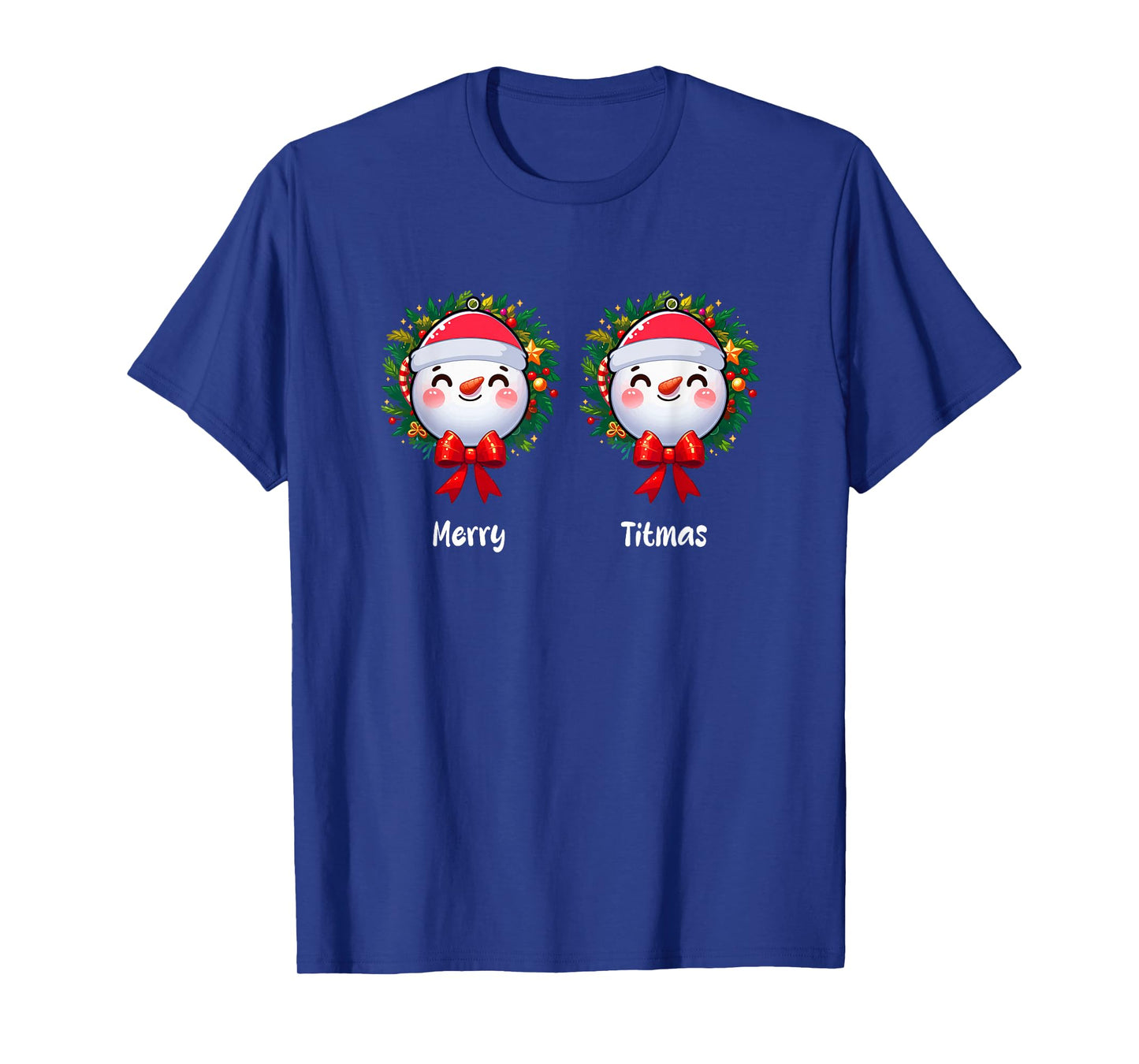 Merry Christmas Funny Joke Bra Women Two Cute Snowmen T-Shirt