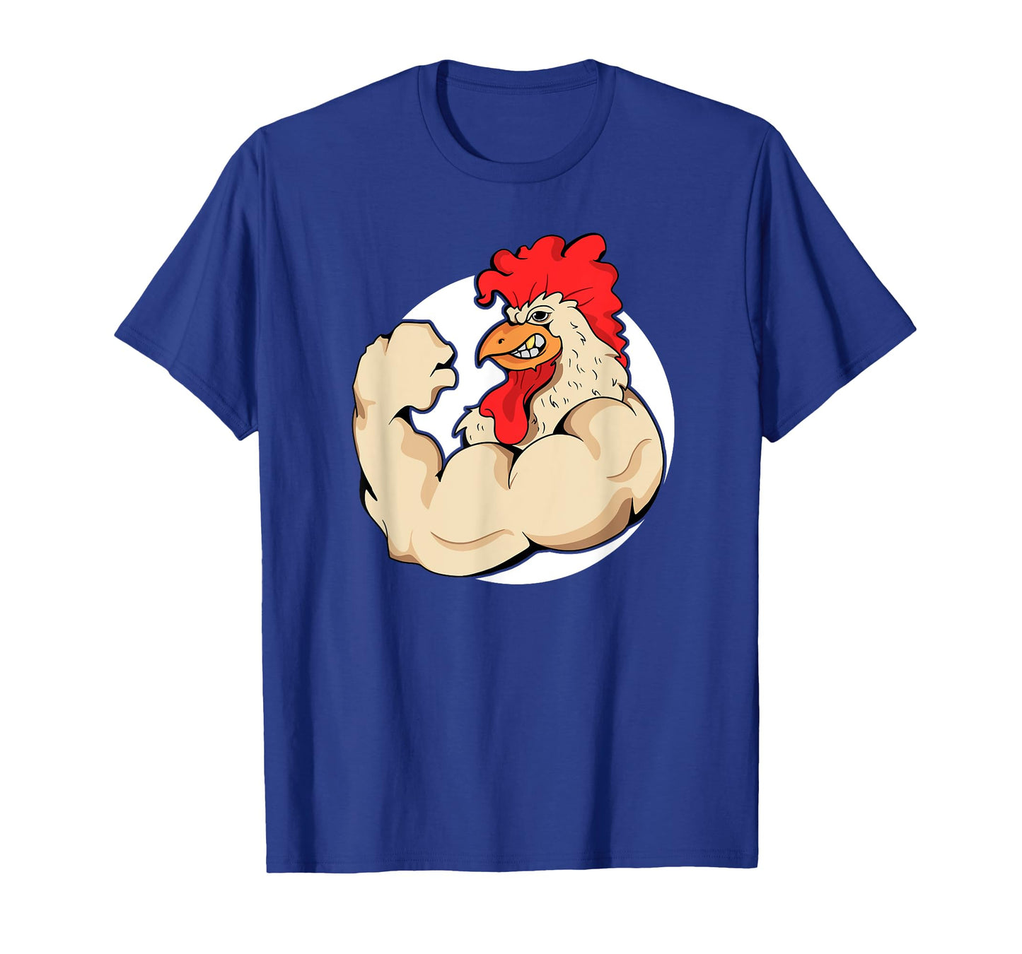 Mens Muscles Rooster's Funny Chicken Shirt. Training Mascots T-Shirt
