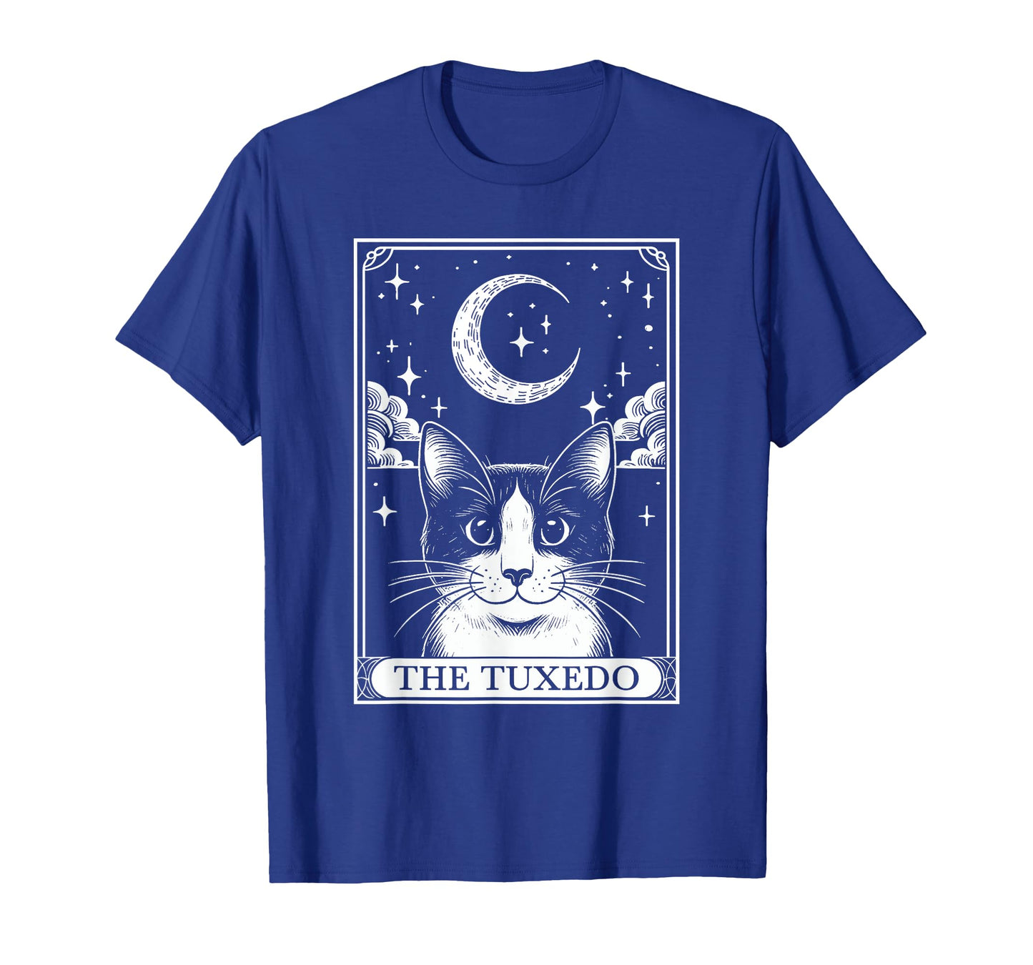 Tarot Card Vintage Crescent Moon Tuxedo Cat Mom Cat Lovers T-Shirt for Men Women Kids