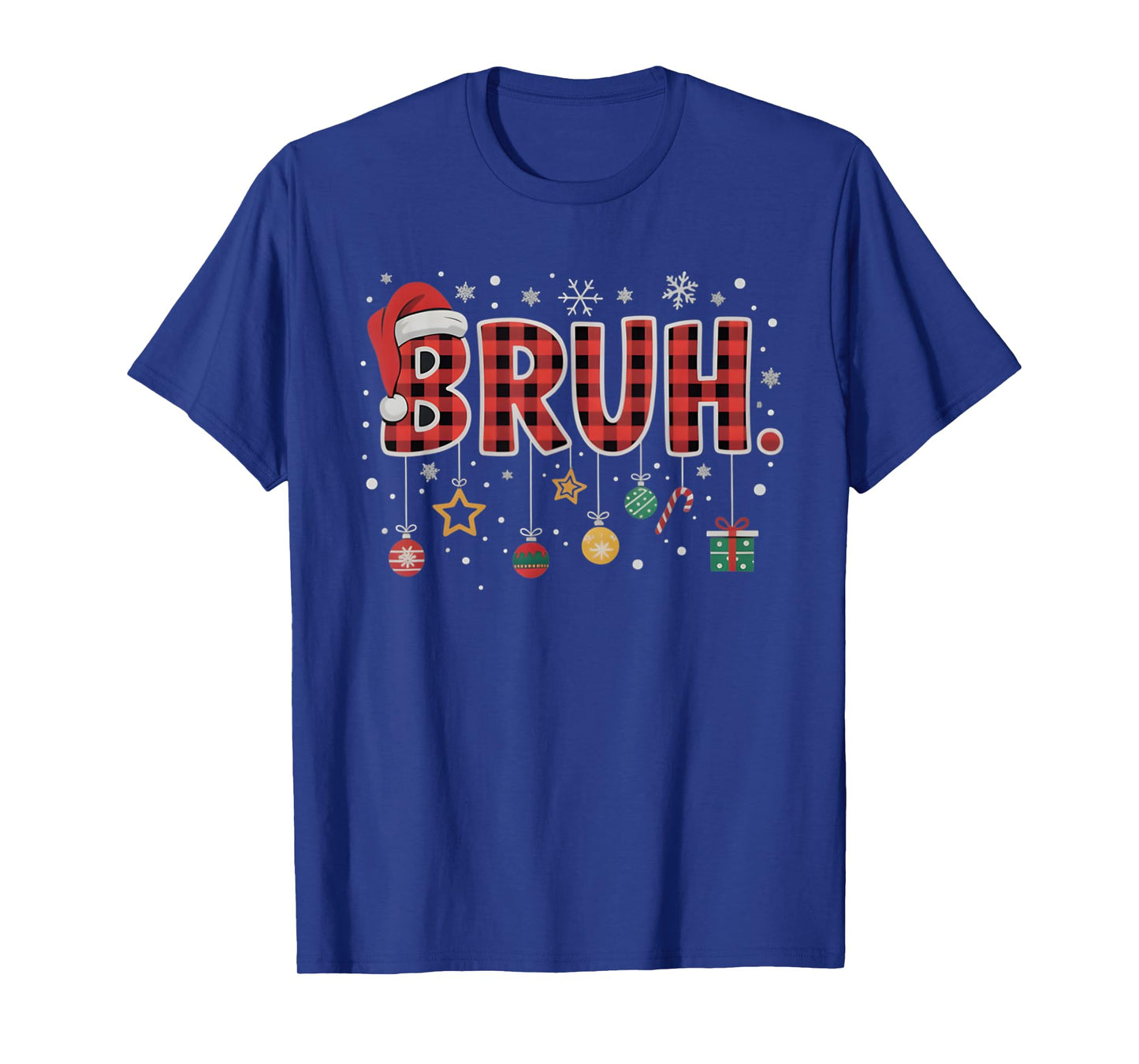 Bruh Christmas Red Plaid Teens Boys Kids Xmas Pajamas Gifts T-Shirt