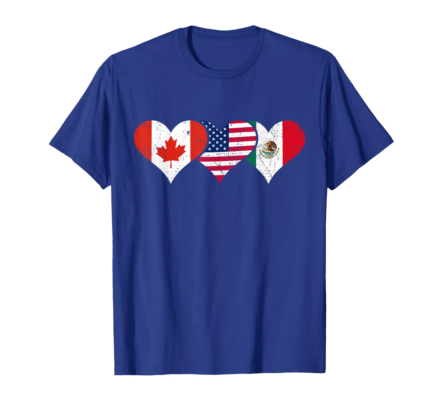 Canada, Mexico & USA Flags Canadian Mexican American Hearts T-Shirt