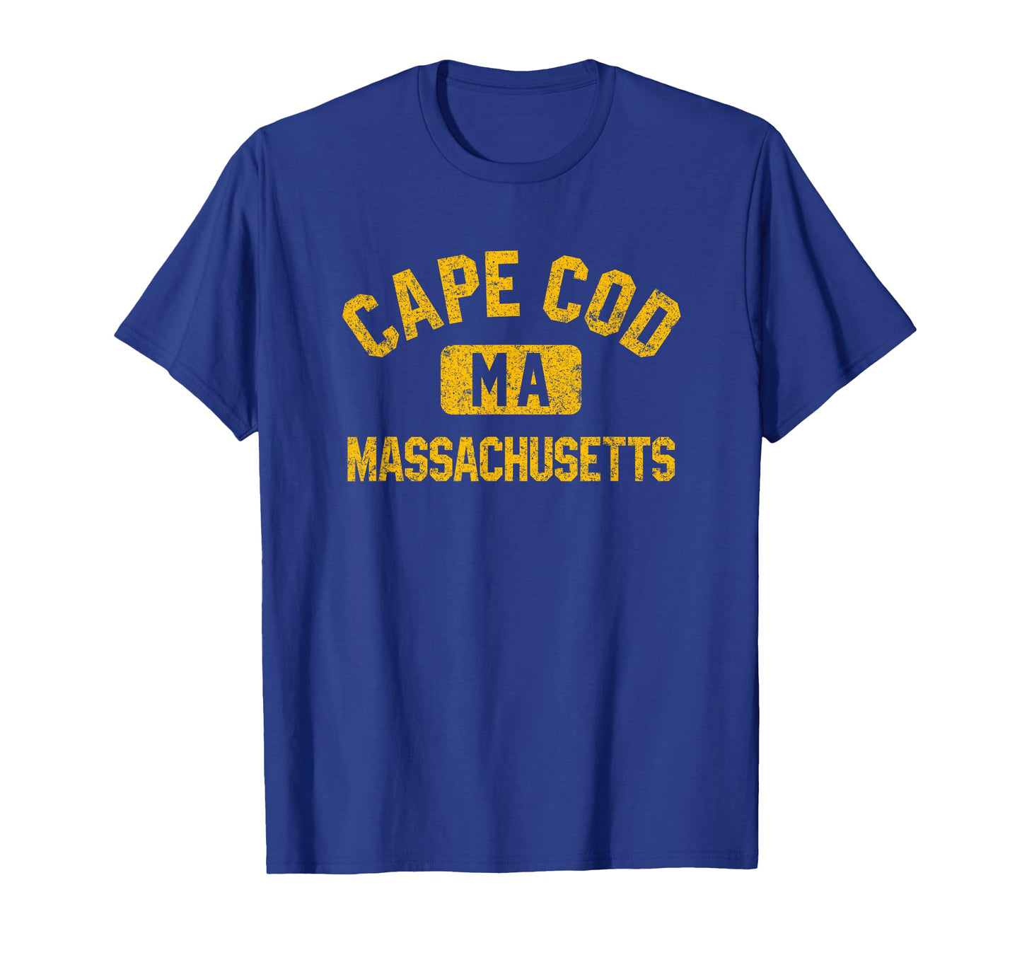 Cape Cod Massachusetts Gym Style Distressed Amber Print T-Shirt