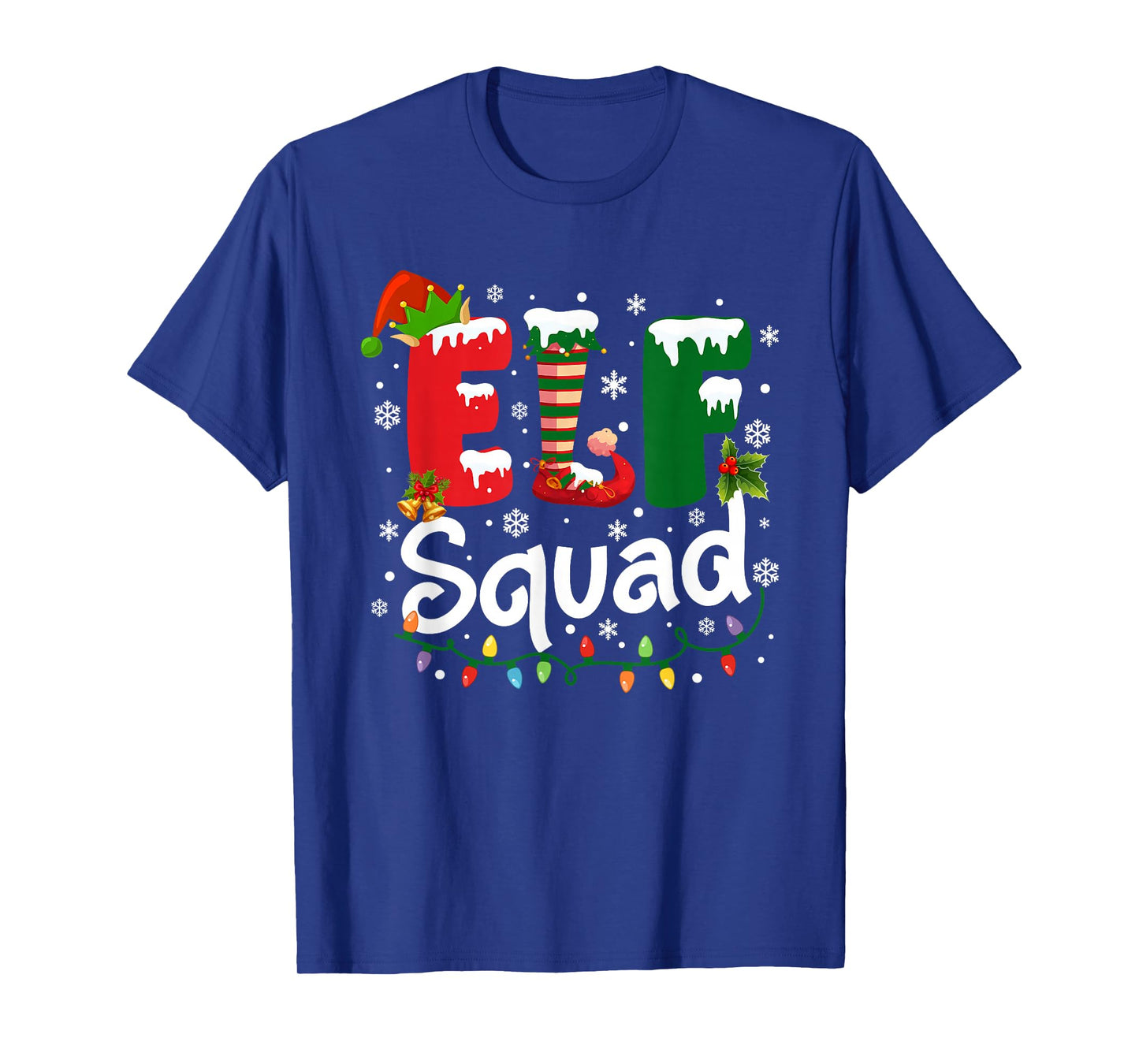 Elf Squad Christmas Lights Matching Family Pajamas Xmas T-Shirt