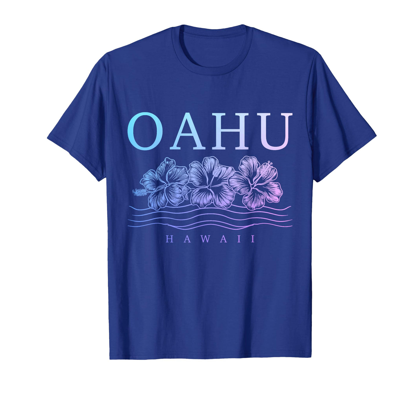 Oahu Hawaii Hawaiian Hibiscus Flowers Surfer Souvenir T-Shirt
