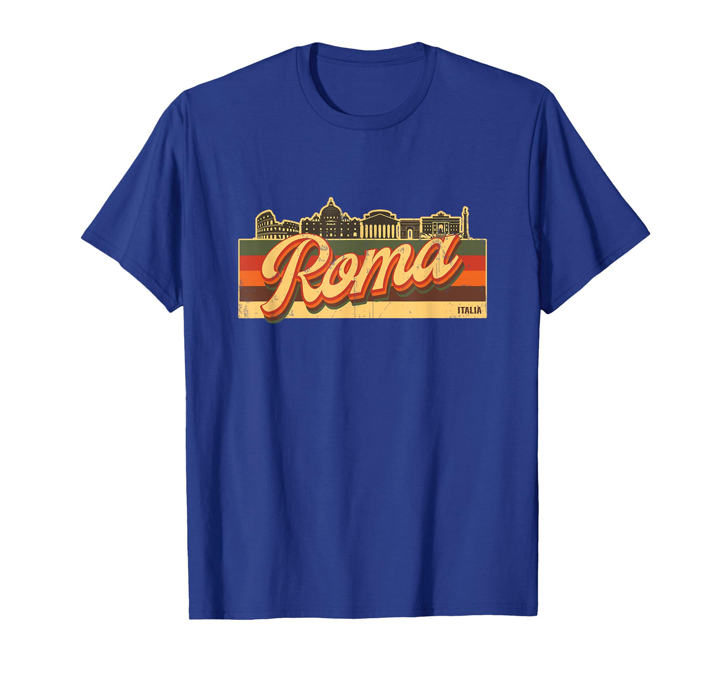 Roma Skyline & Italia Retro Stripes β Rome Italy Souvenir T-Shirt
