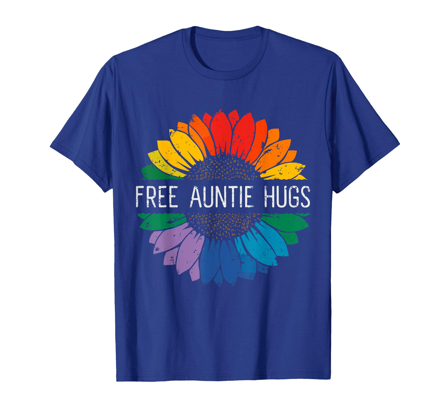 Free Auntie Hugs, LGBT Gay Lesbian Pride Month Rainbow Flag T-Shirt