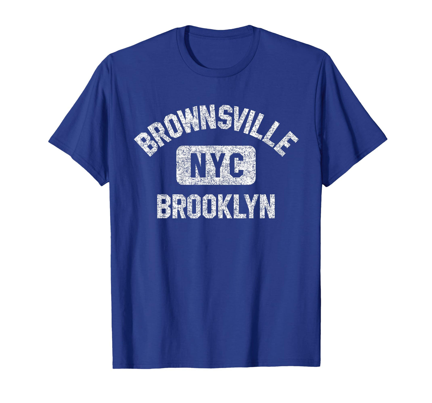 Brownsville Brooklyn Gym Style Distressed White Print T-Shirt