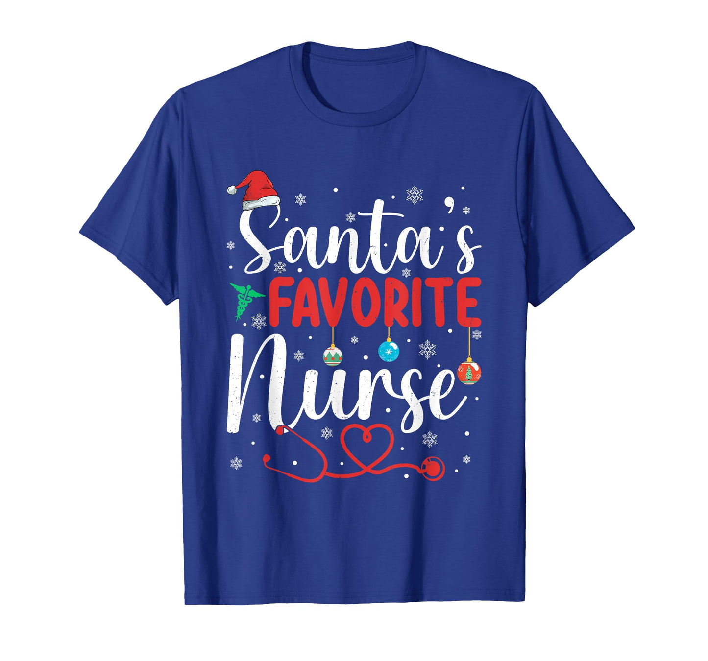 Santas Favorite Nurse Christmas Scrub Xmas Nursing Men Women T-Shirt